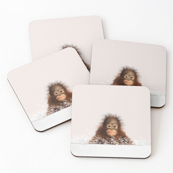 Item preview, Baby Monkey in Bathtub Pink Print, Monkey Bathing, Animals in Bathtub Art by Synplus designed and sold by synplus.