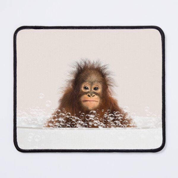 Item preview, Baby Monkey in Bathtub Pink Print, Monkey Bathing, Animals in Bathtub Art by Synplus designed and sold by synplus.