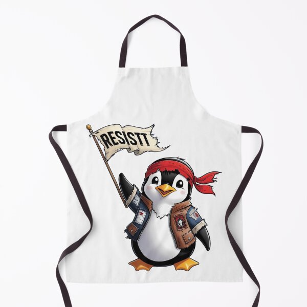 Item preview, Resist Penguin Rebel Bird with Flag and Red Headband designed and sold by ArtDesignTp.
