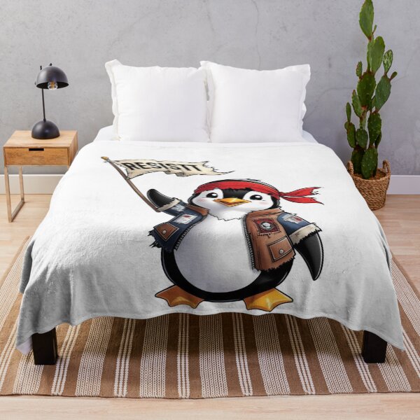 Item preview, Resist Penguin Rebel Bird with Flag and Red Headband designed and sold by ArtDesignTp.