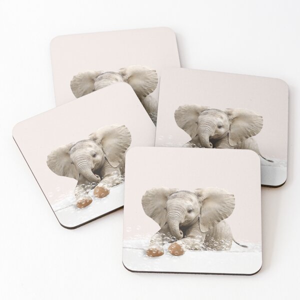 Item preview, Baby Elephant in Bathtub Pink Print, Elephant Bathing, Animals in Bathtub Art by Synplus designed and sold by synplus.