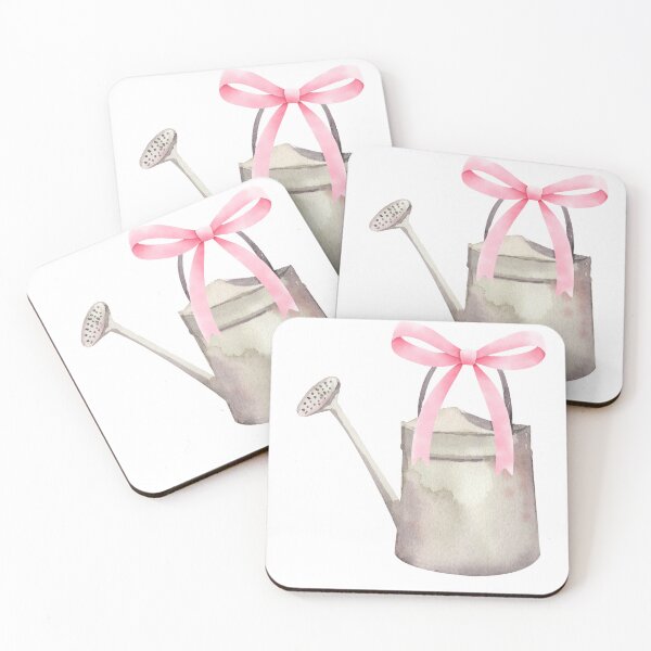 Item preview, Watering Can with Pink Bow – Coquette Cottagecore Garden Watercolor Design designed and sold by DivinePassion.