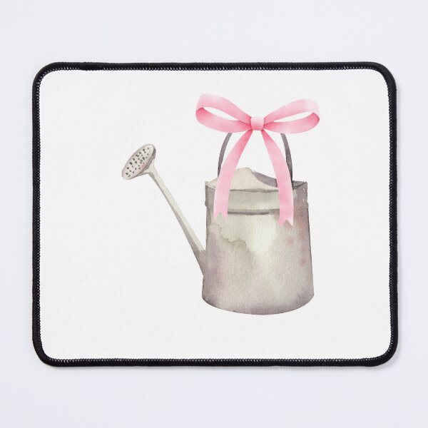 Item preview, Watering Can with Pink Bow – Coquette Cottagecore Garden Watercolor Design designed and sold by DivinePassion.