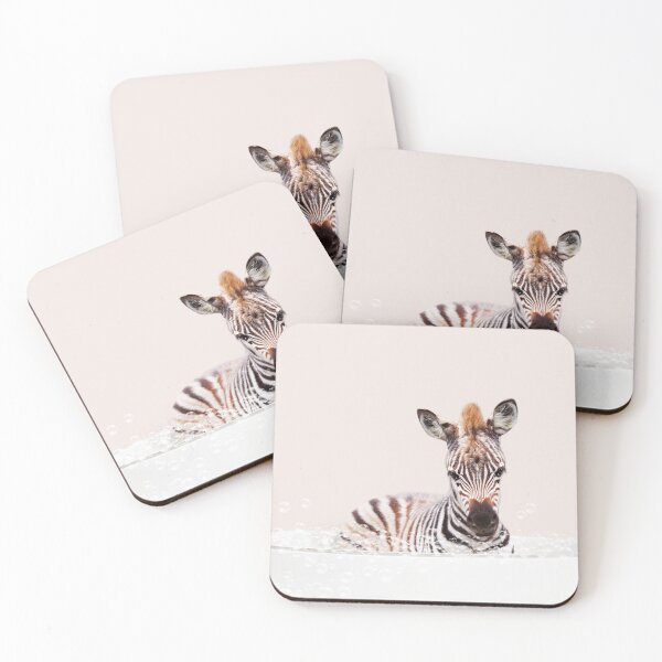 Item preview, Baby Zebra in Bathtub Pink Print, Zebra Bathing, Animals in Bathtub Art by Synplus designed and sold by synplus.
