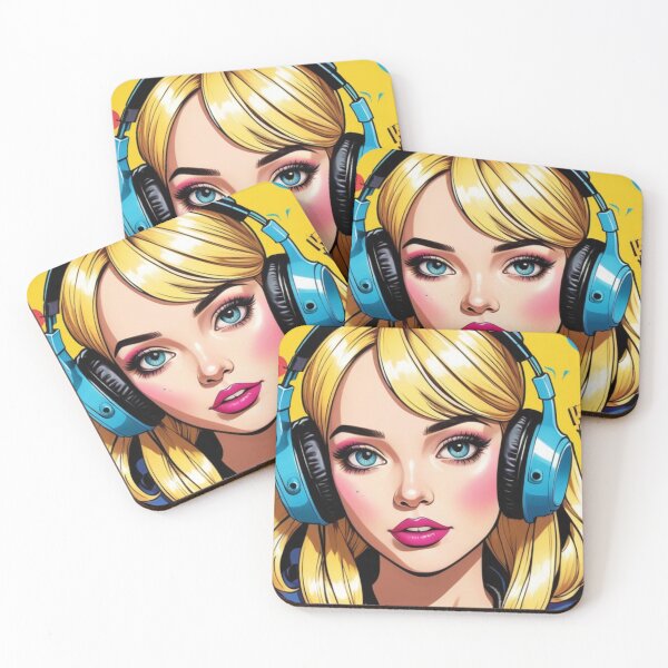 Item preview, Vibrant Girl with Headphones – Pop Art Anime Vibes designed and sold by MainChar-Vibes.