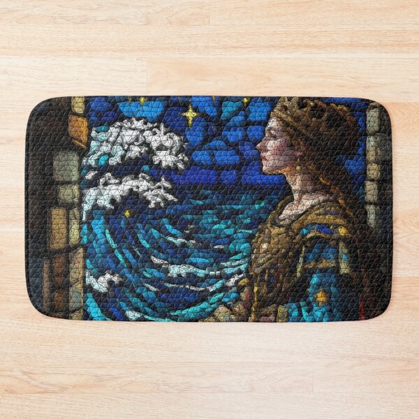 Item preview, Medieval Queen of the Tides – Regal Stained Glass Balcony Scene designed and sold by LuxuryApparels.