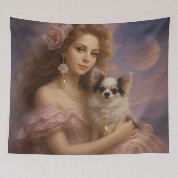 Item preview, Frosty Rococo Titan Dreams: Chihuahua and the Cherry Blossom Earring designed and sold by DeenaDee.
