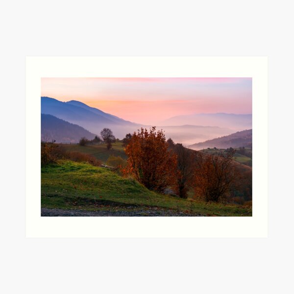 gorgeous purple dawn in mountains Art Print