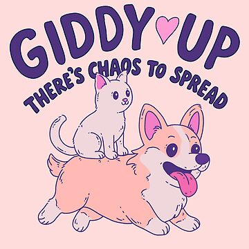 Artwork thumbnail, Giddy Up Chaos Duo – Cat on Corgi by Jess.a.creates
