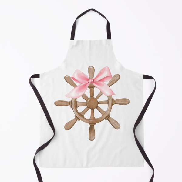 Item preview, Boat Steering Wheel with Pink Bow – Nautical Coquette Watercolor Art designed and sold by DivinePassion.