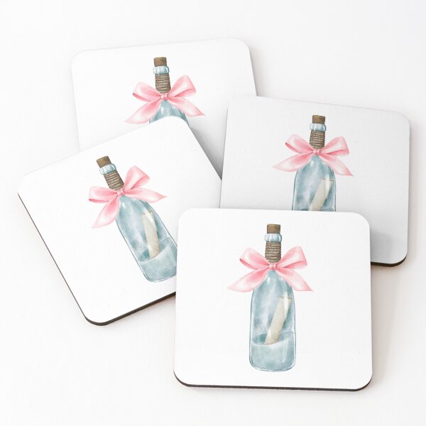 Item preview, Message in a Bottle with Pink Bow – Coquette Romantic Watercolor Art designed and sold by DivinePassion.