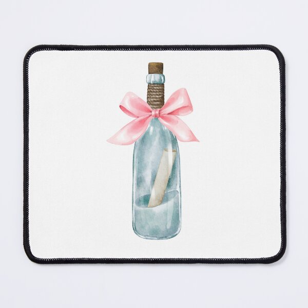 Item preview, Message in a Bottle with Pink Bow – Coquette Romantic Watercolor Art designed and sold by DivinePassion.