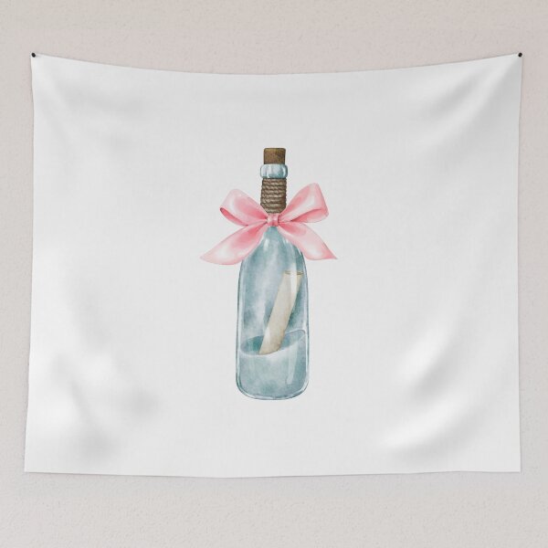 Item preview, Message in a Bottle with Pink Bow – Coquette Romantic Watercolor Art designed and sold by DivinePassion.