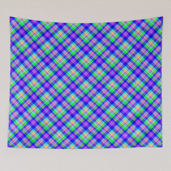 Item preview, Bright summer neon checkered pattern designed and sold by fuzzyfox.