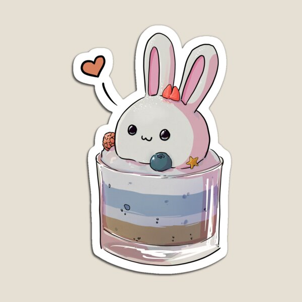 Item preview, Bunny Dessert designed and sold by Cute & Funny Hand-Drawn Prints | Happy Doodle Friends Shop.