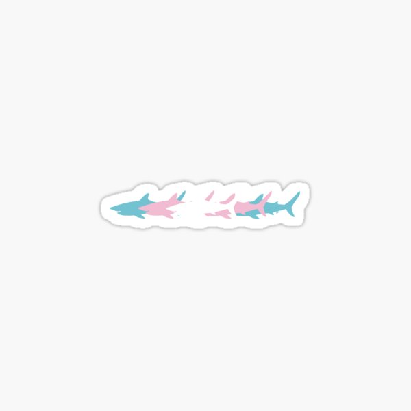 Vista previa del artículo con la obra «Trans Pride Sharks», diseñado y vendido por Amy Randalls.