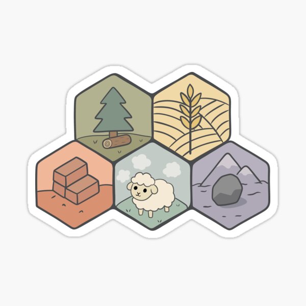 Item preview, Catan Resource Hexes – Pastel Board Game Sticker designed and sold by EnchantedGremlinLoot.