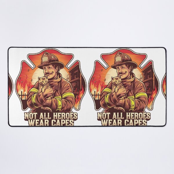Item preview, Firefighter Hero Holding Cat - Not All Heroes Wear Capes designed and sold by Taans-Creation.
