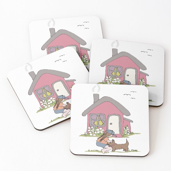 Item preview, Colorway Variation Cottage Life Dog Girl Illustration designed and sold by Jaana Day.