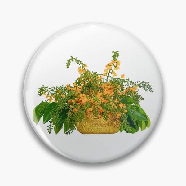 Item preview, vector illustration of beatuiful yellow padauk flower in a golden bowl. designed and sold by MiMee4451.