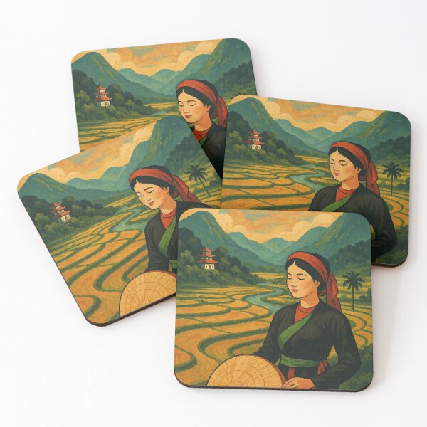 Item preview, Woman in Traditional Dress Amid Phú Thọ Rice Terraces designed and sold by Places On Earth.