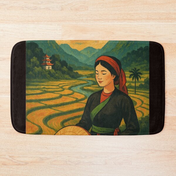 Item preview, Woman in Traditional Dress Amid Phú Thọ Rice Terraces designed and sold by Places On Earth.