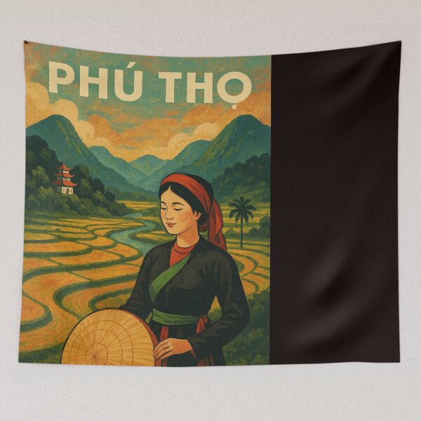 Item preview, Woman in Traditional Dress Amid Phú Thọ Rice Terraces designed and sold by Places On Earth.