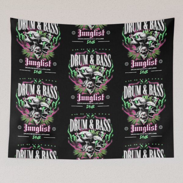 Item preview, DRUM AND BASS  - 4 Skulls DNB (White)  designed and sold by Discothreadz.