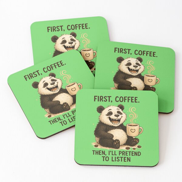 Item preview, Funny Panda Coffee Lover Quote – First Coffee Then I’ll Pretend to Listen designed and sold by gtrock.