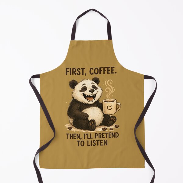 Item preview, Funny Panda Coffee Lover Quote – First Coffee Then I’ll Pretend to Listen designed and sold by gtrock.