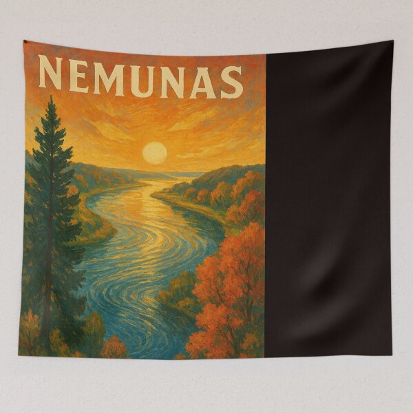 Item preview, Golden Sunset Over Lithuania’s Nemunas River designed and sold by Places On Earth.