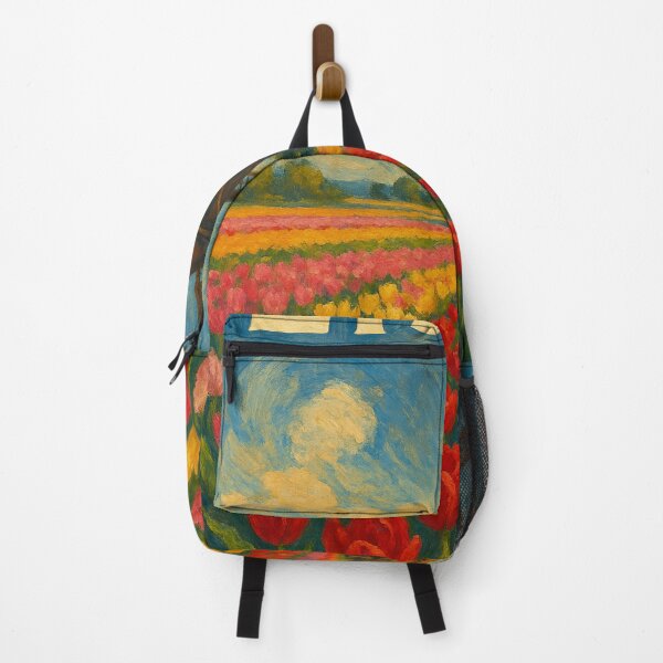 Item preview, Lisse Tulip Fields with Dutch Windmill in Spring designed and sold by Aryabek.