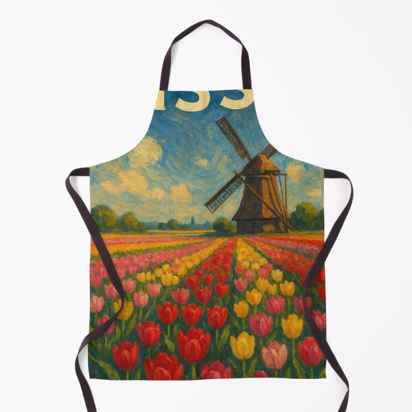 Item preview, Lisse Tulip Fields with Dutch Windmill in Spring designed and sold by Aryabek.