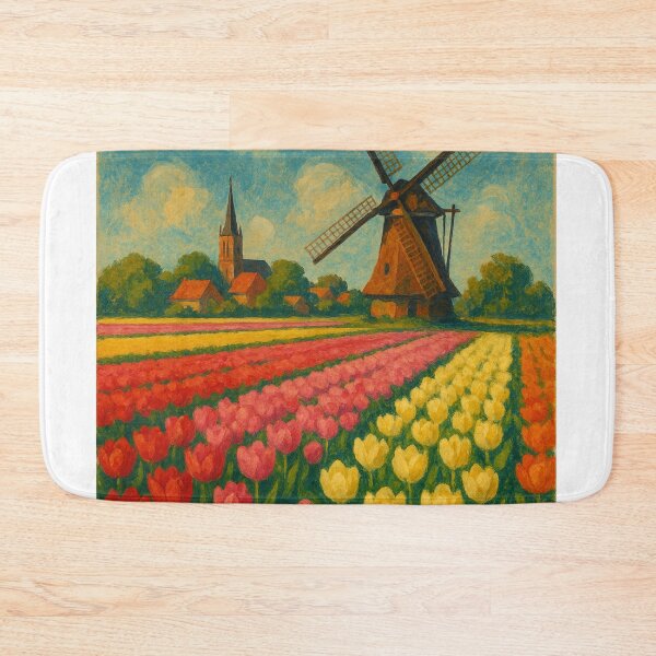 Item preview, Tulip Fields and Historic Church in Lisse, Netherlands designed and sold by Aryabek.
