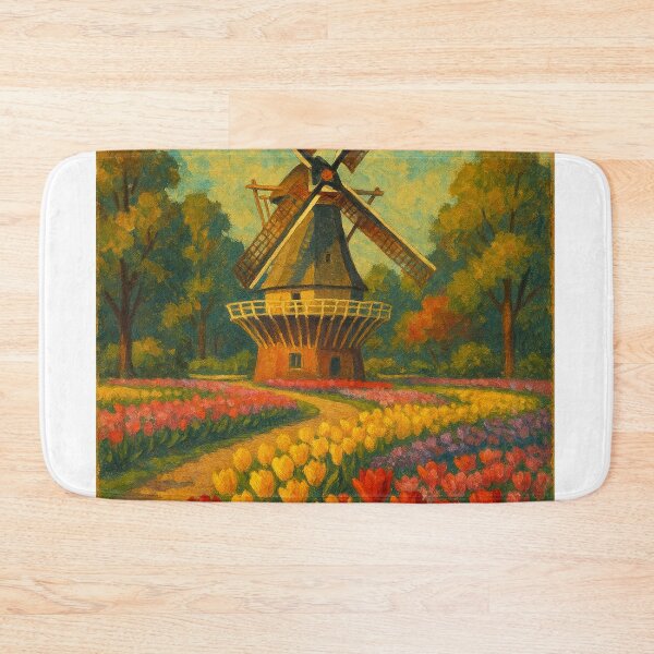 Item preview, Keukenhof Gardens Windmill and Colorful Tulip Walkway designed and sold by Aryabek.