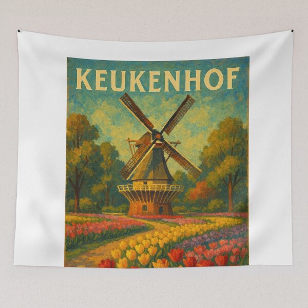 Item preview, Keukenhof Gardens Windmill and Colorful Tulip Walkway designed and sold by Aryabek.