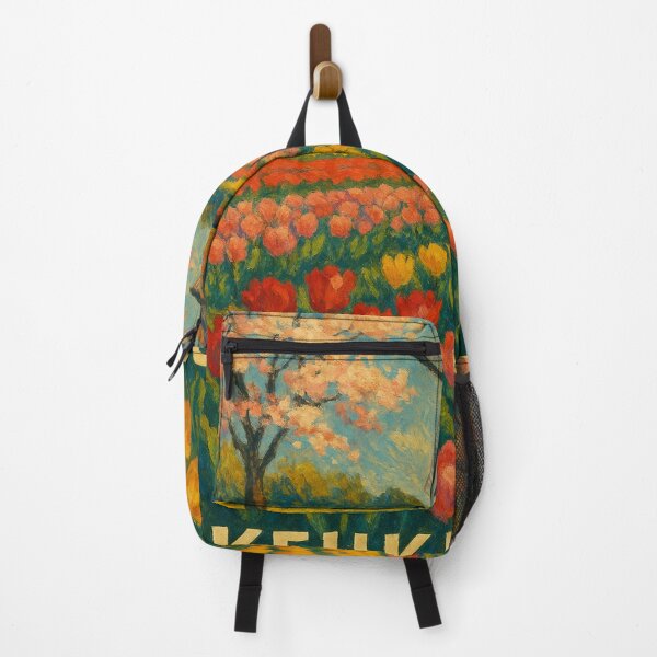 Item preview, Keukenhof Tulip Fields with Cherry Blossoms and Windmill designed and sold by Aryabek.