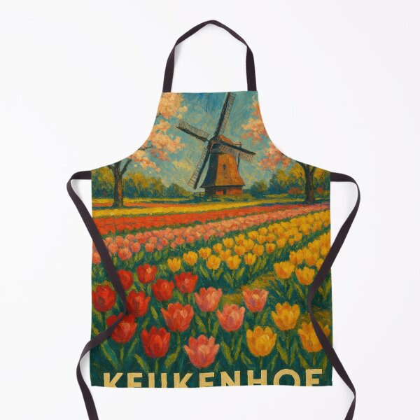 Item preview, Keukenhof Tulip Fields with Cherry Blossoms and Windmill designed and sold by Aryabek.