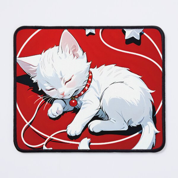 Item preview, A tiny white kitten is fast asleep, worn out from all its playful adventures. designed and sold by MissYouONLY.