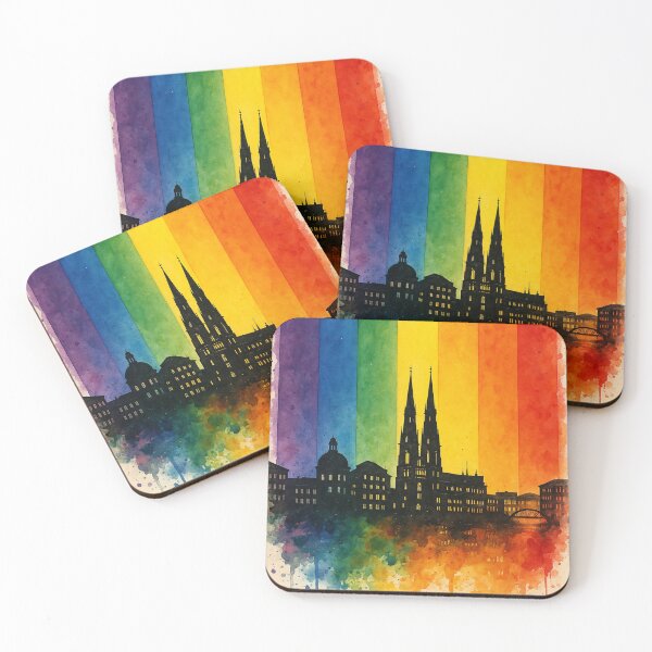 Item preview, Uppsala Sweden Watercolor Skyline with LGBTQ Colors designed and sold by Aryabek.
