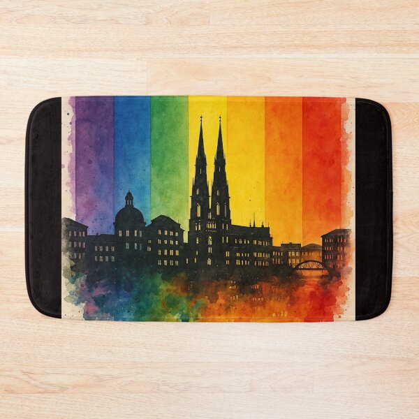 Item preview, Uppsala Sweden Watercolor Skyline with LGBTQ Colors designed and sold by Aryabek.