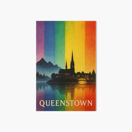 Item preview, Queenstown Skyline with Rainbow Pride Backdrop designed and sold by Aryabek.