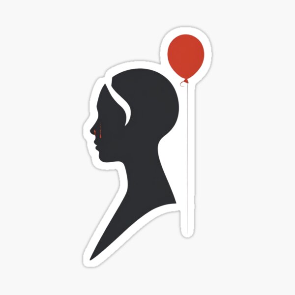 Item preview, Minimalist Silhouette with Red Balloon — Emotional Art of Solitude and Sorrow designed and sold by JOESHIX .