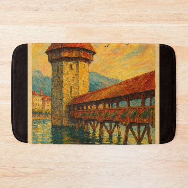 Item preview, Chapel Bridge and Water Tower at Sunset, Lucerne designed and sold by Aryabek.