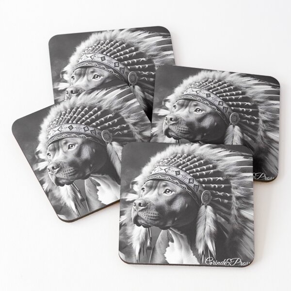 Item preview, Warrior Spirit | American Bully in Headdress (Black & White) designed and sold by Grind&Prosper .