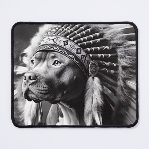 Item preview, Warrior Spirit | American Bully in Headdress (Black & White) designed and sold by Grind&Prosper .