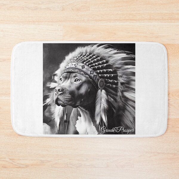 Item preview, Warrior Spirit | American Bully in Headdress (Black & White) designed and sold by Grind&Prosper .