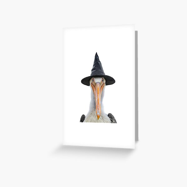 Item preview, Pelican bird Wearing Halloween Witch Hat designed and sold by LazyOwlStore.