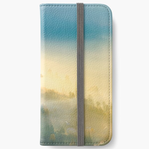 trees in glowing morning fog iPhone Wallet