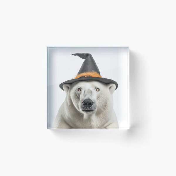 Item preview, Polar Bear Wearing Halloween Witch Hat designed and sold by LazyOwlStore.